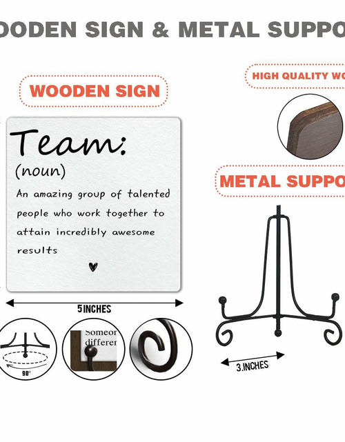 Load image into Gallery viewer, Motivational Team Noun Wooden Sign with Stand Rustic 5x5 Inches
