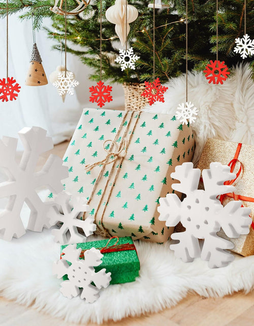 Load image into Gallery viewer, LadyRosian Wooden Snowflake Decorations 4 Pack Standing &amp; Hanging Xmas Ornaments
