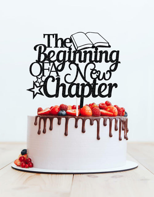 Load image into Gallery viewer, The Beginning of A New Chapter Cake Topper Black Glitter
