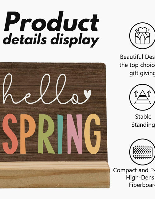 Load image into Gallery viewer, ANIANG Hello Spring Rustic Wood Plaque Sign with Stand Farmhouse Decor
