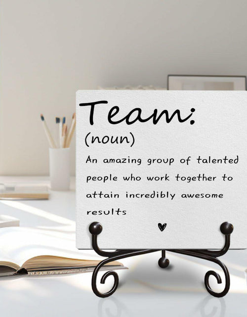 Load image into Gallery viewer, Motivational Team Noun Wooden Sign with Stand Rustic 5x5 Inches

