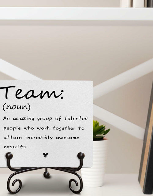 Load image into Gallery viewer, Motivational Team Noun Wooden Sign with Stand Rustic 5x5 Inches
