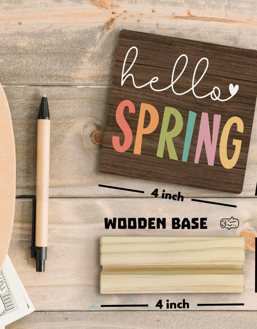 Load image into Gallery viewer, ANIANG Hello Spring Rustic Wood Plaque Sign with Stand Farmhouse Decor
