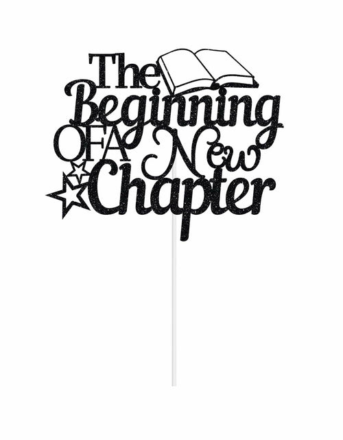 Load image into Gallery viewer, The Beginning of A New Chapter Cake Topper Black Glitter
