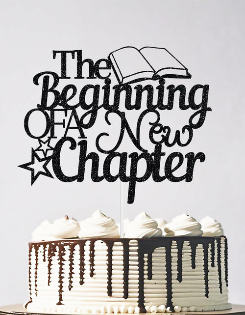 Load image into Gallery viewer, The Beginning of A New Chapter Cake Topper Black Glitter
