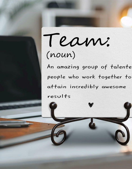Load image into Gallery viewer, Motivational Team Noun Wooden Sign with Stand Rustic 5x5 Inches

