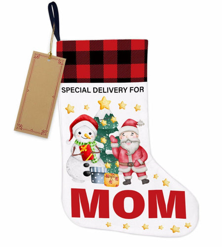 TSUYAWU Mom Christmas Stocking Snowman Xmas Decoration 18x12 Inch