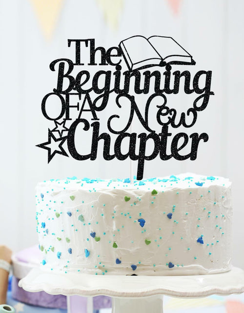 Load image into Gallery viewer, The Beginning of A New Chapter Cake Topper Black Glitter
