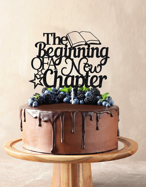 Load image into Gallery viewer, The Beginning of A New Chapter Cake Topper Black Glitter
