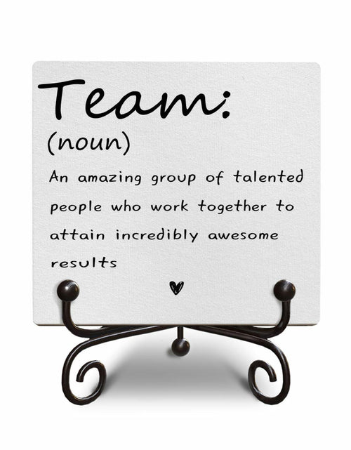 Load image into Gallery viewer, Motivational Team Noun Wooden Sign with Stand Rustic 5x5 Inches
