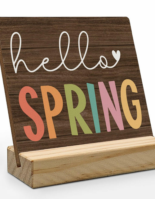 Load image into Gallery viewer, ANIANG Hello Spring Rustic Wood Plaque Sign with Stand Farmhouse Decor
