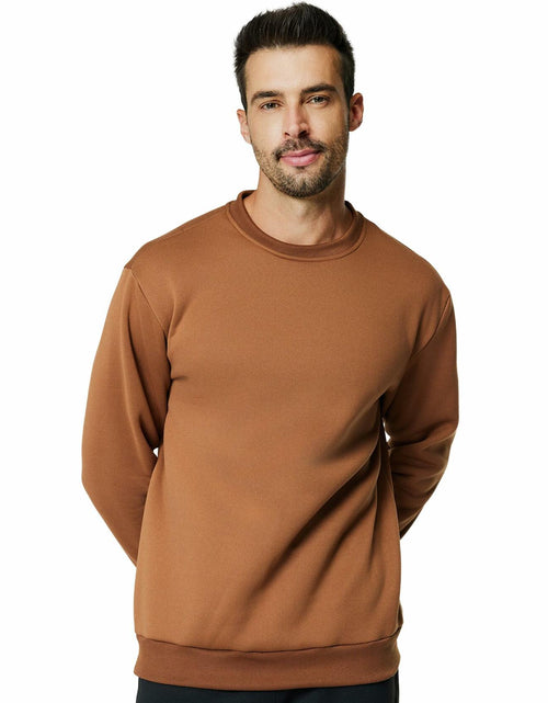 Load image into Gallery viewer, Men's Crewneck Sweatshirt Athletic Fleece Pullover Brown Size L
