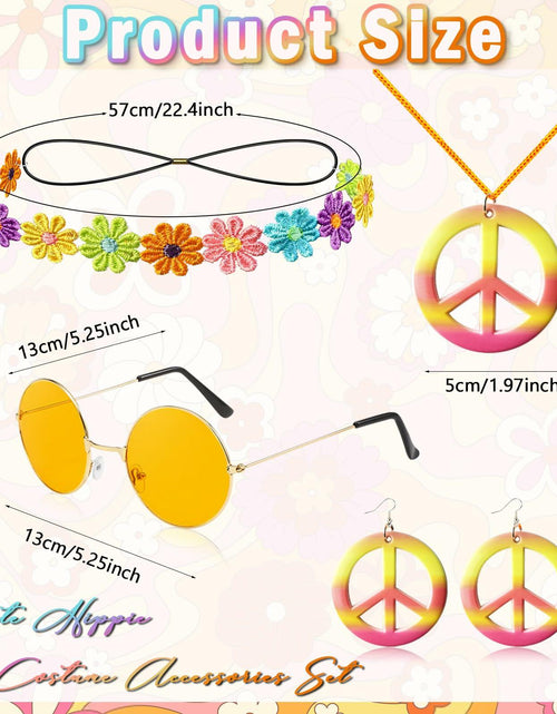Load image into Gallery viewer, kooirsp 70s Women Hippie Costume Set 6 Pcs Peace Necklace Earrings XX-Large
