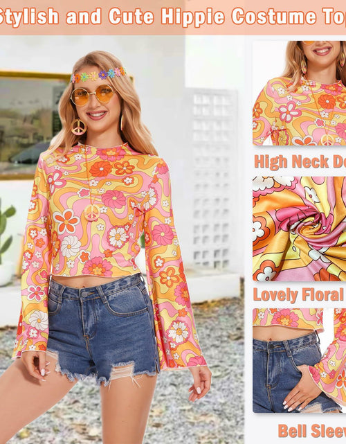 Load image into Gallery viewer, kooirsp 70s Women Hippie Costume Set 6 Pcs Peace Necklace Earrings XX-Large

