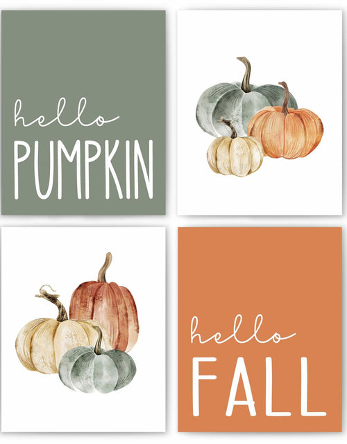 Load image into Gallery viewer, JWVK Hello Pumpkin Boho Fall Wall Art Prints Set of 4 8x10 Unframed
