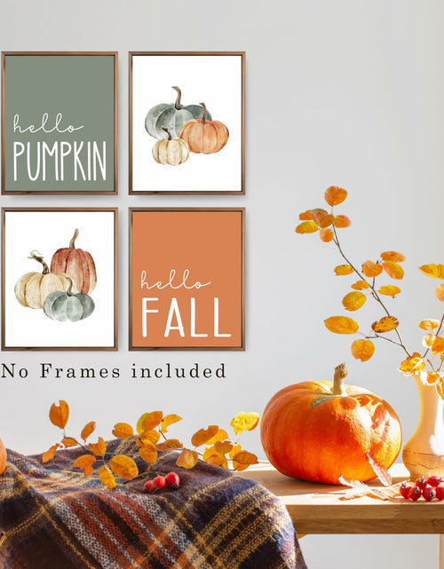Load image into Gallery viewer, JWVK Hello Pumpkin Boho Fall Wall Art Prints Set of 4 8x10 Unframed
