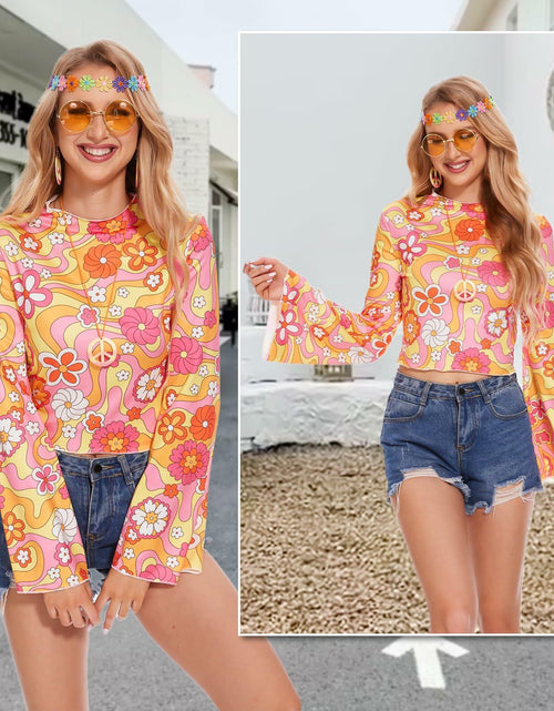 Load image into Gallery viewer, kooirsp 70s Women Hippie Costume Set 6 Pcs Peace Necklace Earrings XX-Large
