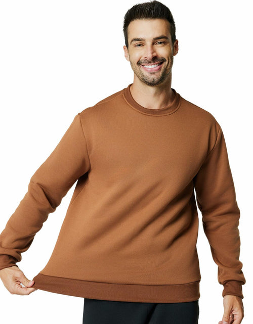 Load image into Gallery viewer, Men's Crewneck Sweatshirt Athletic Fleece Pullover Brown Size L
