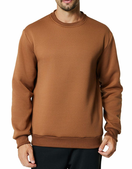 Load image into Gallery viewer, Men's Crewneck Sweatshirt Athletic Fleece Pullover Brown Size L
