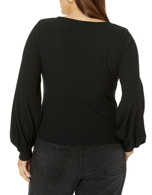 Load image into Gallery viewer, The Drop Women's @lucyswhims Square-Neck Balloon-Sleeve Top Black Size L
