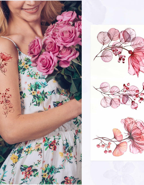 Load image into Gallery viewer, Jeffdad 20 Sheets Watercolor Floral Temporary Tattoos Stickers for Women
