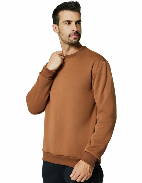 Load image into Gallery viewer, Men's Crewneck Sweatshirt Athletic Fleece Pullover Brown Size L
