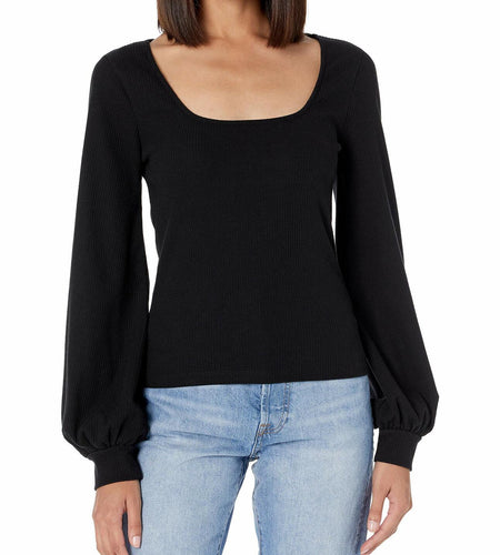 The Drop Women's @lucyswhims Square-Neck Balloon-Sleeve Top Black Size L