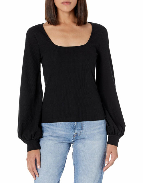 Load image into Gallery viewer, The Drop Women's @lucyswhims Square-Neck Balloon-Sleeve Top Black Size L

