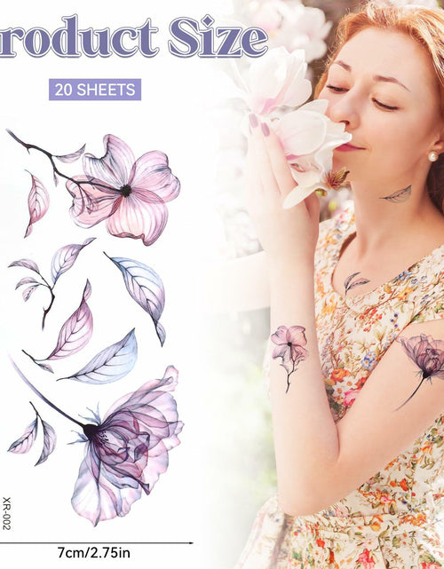 Load image into Gallery viewer, Jeffdad 20 Sheets Watercolor Floral Temporary Tattoos Stickers for Women

