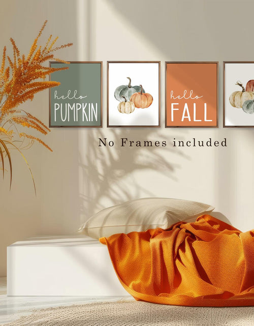 Load image into Gallery viewer, JWVK Hello Pumpkin Boho Fall Wall Art Prints Set of 4 8x10 Unframed
