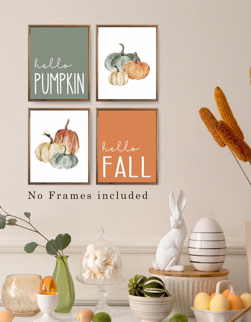 Load image into Gallery viewer, JWVK Hello Pumpkin Boho Fall Wall Art Prints Set of 4 8x10 Unframed
