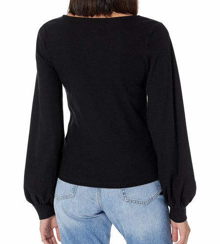 The Drop Women's @lucyswhims Square-Neck Balloon-Sleeve Top Black Size L