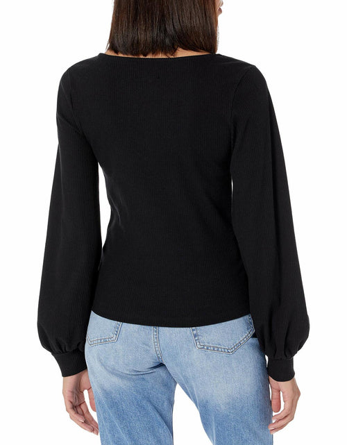 Load image into Gallery viewer, The Drop Women's @lucyswhims Square-Neck Balloon-Sleeve Top Black Size L
