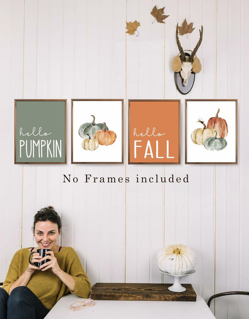 Load image into Gallery viewer, JWVK Hello Pumpkin Boho Fall Wall Art Prints Set of 4 8x10 Unframed
