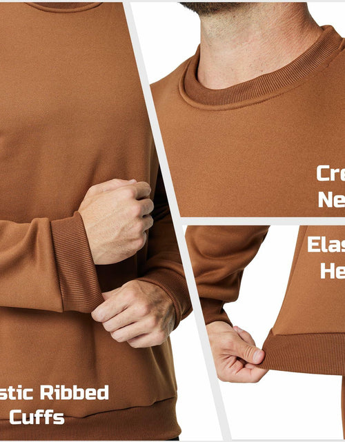 Load image into Gallery viewer, Men's Crewneck Sweatshirt Athletic Fleece Pullover Brown Size L
