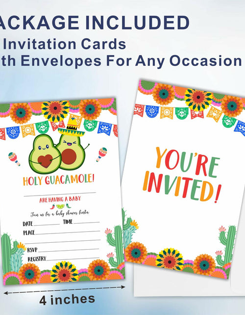 Load image into Gallery viewer, 25pc Holy Guacamole Baby Shower Invitations Avocado Taco Mexican Fiesta B06
