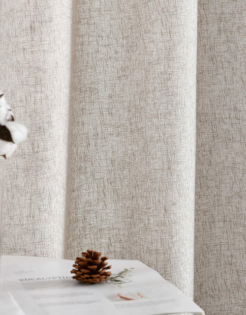 Load image into Gallery viewer, 2pc Jinchan Faux Linen Burlap Curtains 63" Heathered Gray Grommet Panels
