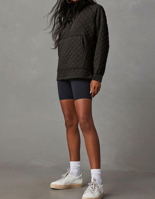 Load image into Gallery viewer, Dokotoo Women’s Oversized Quilted Half Zip Sweatshirt Black M Casual
