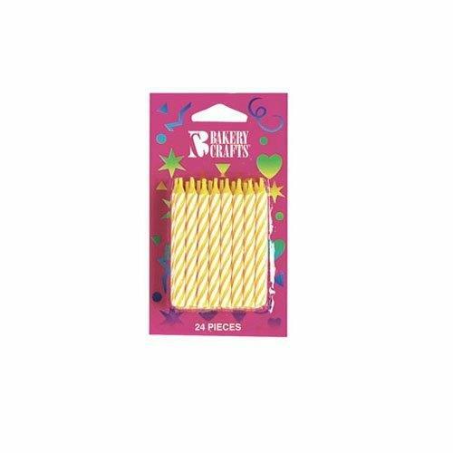 Load image into Gallery viewer, Bakery Crafts Yellow Spiral Birthday Candles Decorations Party 24 Ct
