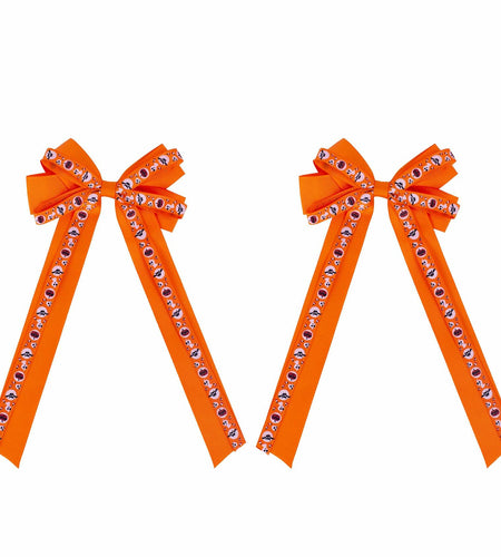 Halloween Hair Bows Orange Holiday Print Ribbon Clip for Girls Women