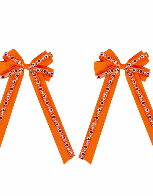Load image into Gallery viewer, Halloween Hair Bows Orange Holiday Print Ribbon Clip for Girls Women
