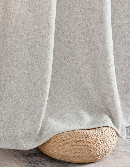 Load image into Gallery viewer, 2pc Jinchan Faux Linen Burlap Curtains 63" Heathered Gray Grommet Panels
