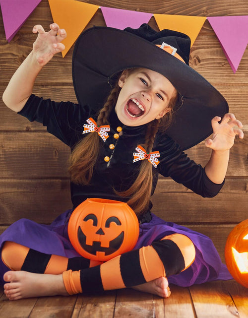 Load image into Gallery viewer, Halloween Pumpkin Hair Bows Clips Orange Dual-Layered Grosgrain Ribbon
