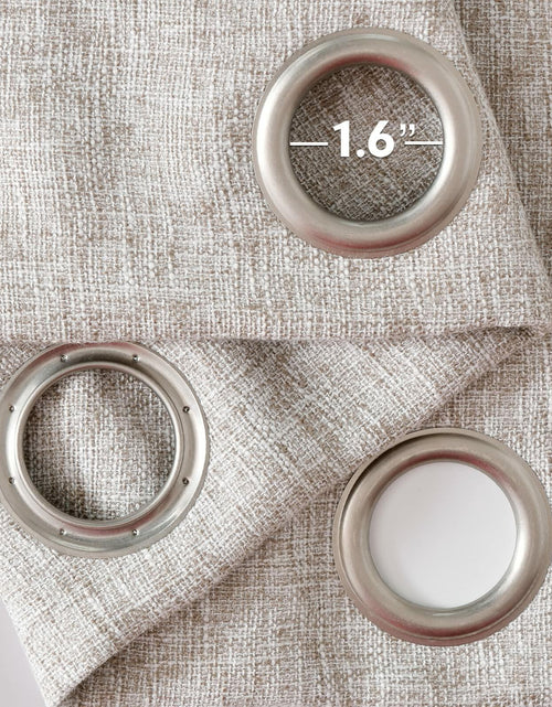 Load image into Gallery viewer, 2pc Jinchan Faux Linen Burlap Curtains 63" Heathered Gray Grommet Panels
