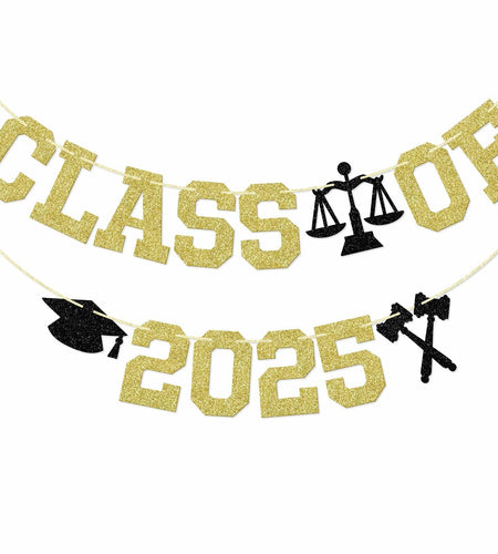 Glitter Class of 2025 Lawyer Graduation Banner Decor Party Supplies
