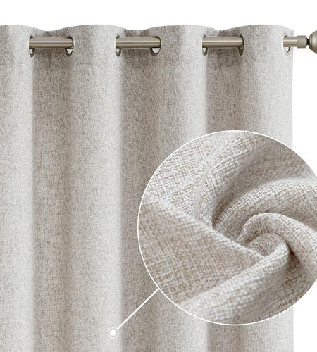 2pc Jinchan Faux Linen Burlap Curtains 63" Heathered Gray Grommet Panels