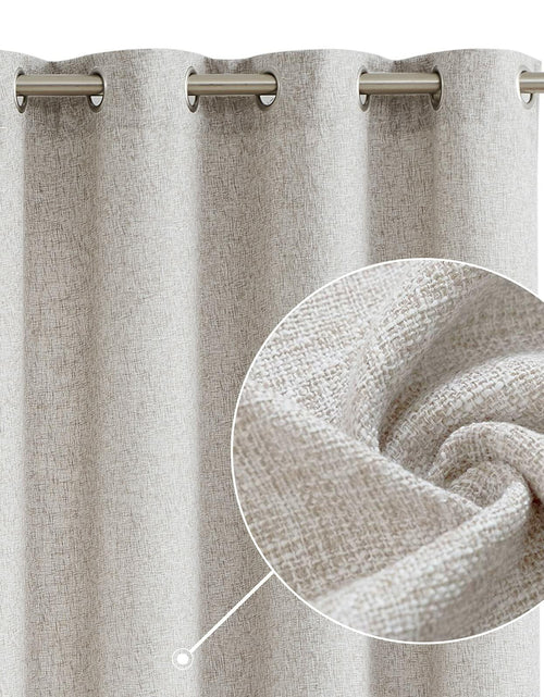 Load image into Gallery viewer, 2pc Jinchan Faux Linen Burlap Curtains 63" Heathered Gray Grommet Panels
