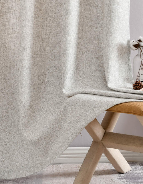 Load image into Gallery viewer, 2pc Jinchan Faux Linen Burlap Curtains 63" Heathered Gray Grommet Panels
