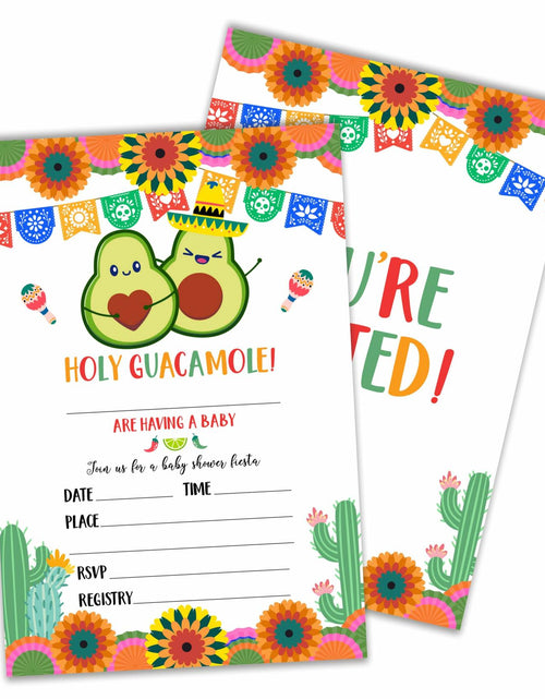 Load image into Gallery viewer, 25pc Holy Guacamole Baby Shower Invitations Avocado Taco Mexican Fiesta B06

