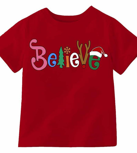 Boys Girls Toddler Reindeer Christmas Short Sleeve Holiday Red Tee Shirt Size 3T
